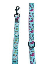 Load image into Gallery viewer, Pool Day 5 Foot Comfort Leash - ONE SIDE FLAMINGOS, OTHER SIDE UNICORNS
