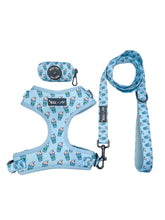 Load image into Gallery viewer, BUNDLE/ Pupshake Blue Adjustable Harness, Leash and Poop Bag Bundle
