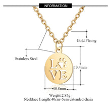Load image into Gallery viewer, LOVE PAW Stainless Steel Pendant on Adjustable Chain: Choice of Silver or Gold Color
